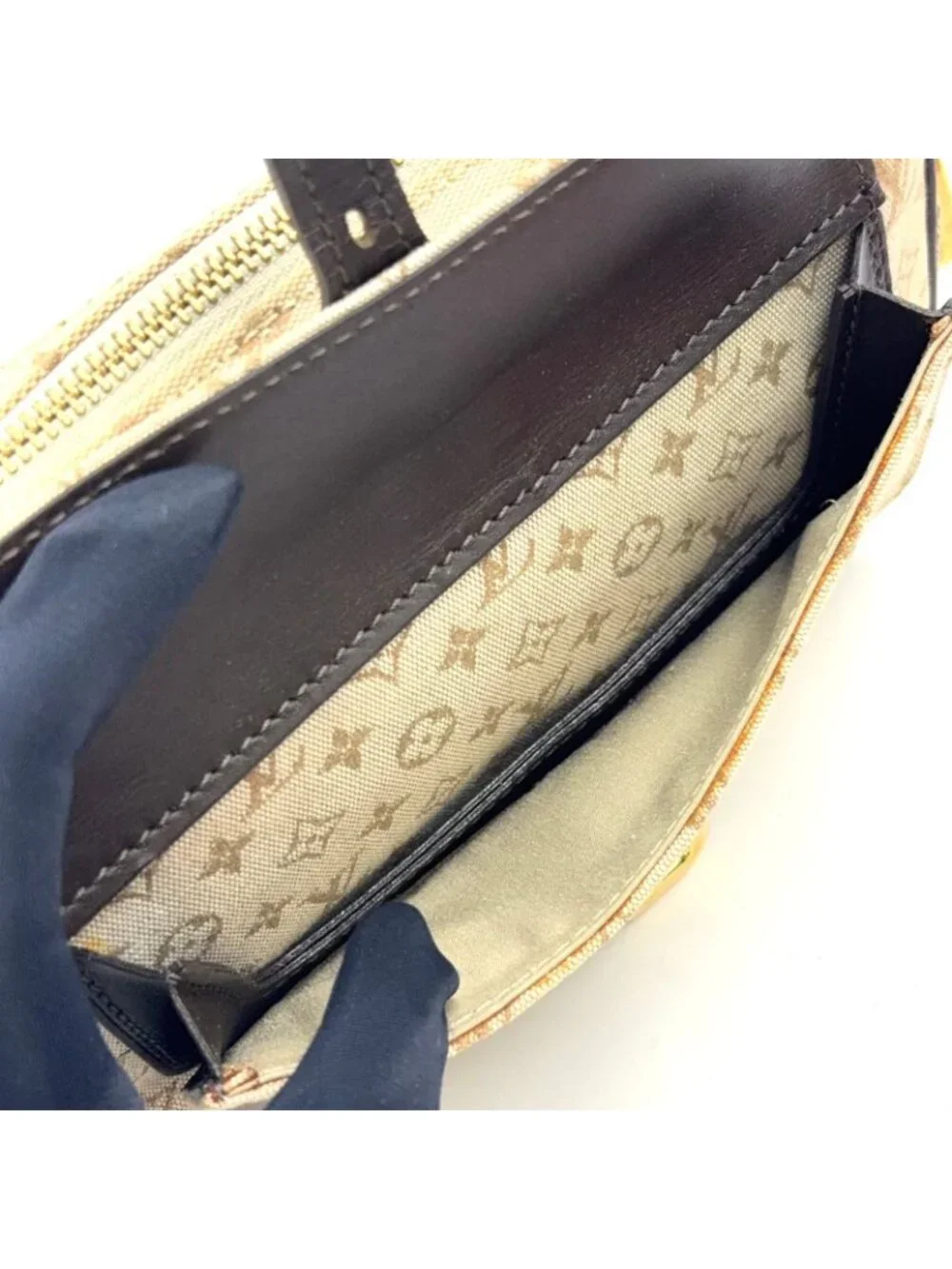 Louis Vuitton Juliette MM Monogram Mini Khaki Leather Canvas Dark Brown Beige
